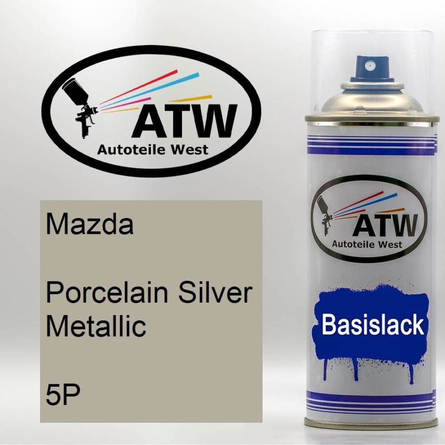 Mazda, Porcelain Silver Metallic, 5P: 400ml Sprühdose, von ATW Autoteile West.